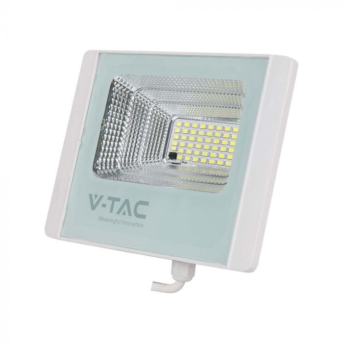 20W(1650Lm) LED prožektors ar saules bateriju, V-TAC, IP65, balts, auksti balta gaisma 6400K