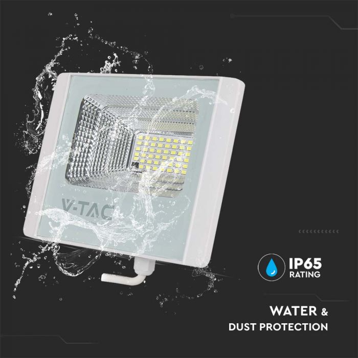 20W(1650Lm) LED spotlight with solar battery, V-TAC, IP65, white, neutral white light 4000K