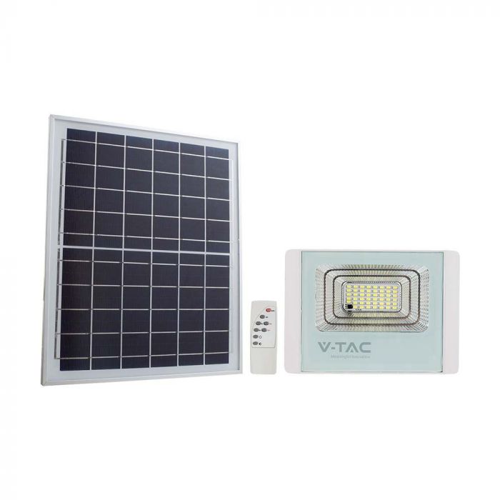 40W(3100Lm) LED spotlight with solar battery, IP65, V-TAC, 3.2V LifePO4 40000mAh Battery, with remote control, white, cold white light 6400K