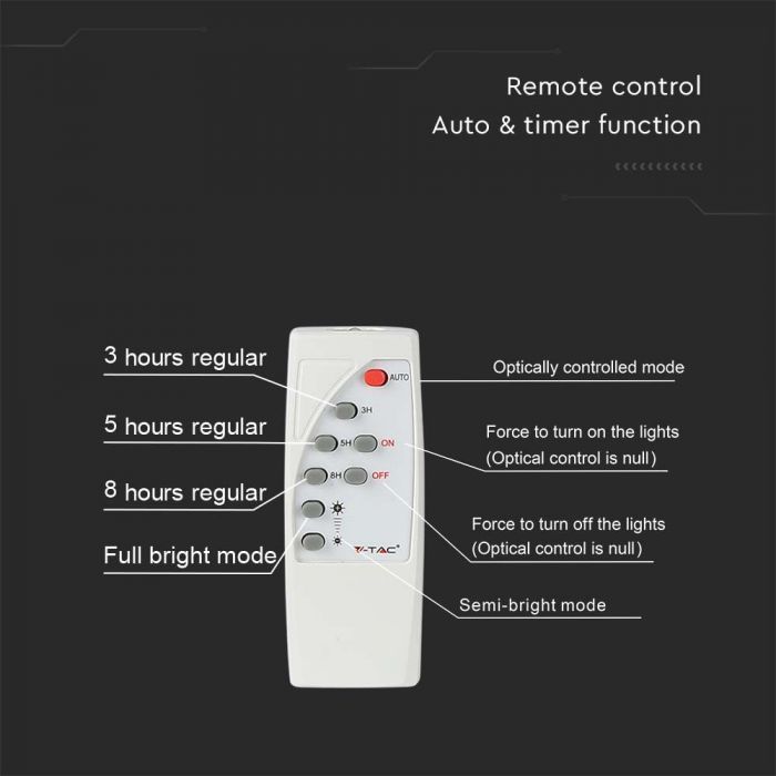 50W(4200Lm) LED spotlight with solar battery, IP65, V-TAC, 3.2V LifePO4 50000mAh Battery, with remote control, white, cold white light 6400K