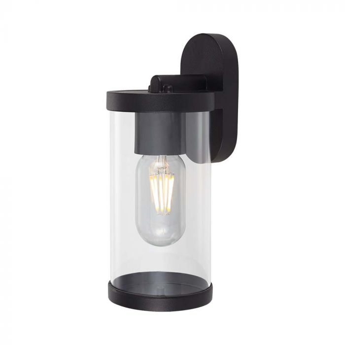 V-TAC Fasādes lampas karkass ar 1xE27 LED spuldzi (spuldze nav iekļauta), melns, IP44