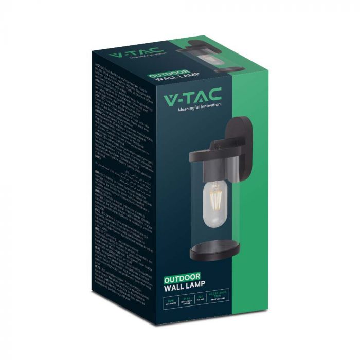 V-TAC Facade lampram med 1xE27 LED-lampa (glödlampa ingår ej), svart, IP44