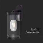 V-TAC Facade lampram med 1xE27 LED-lampa (glödlampa ingår ej), svart, IP44