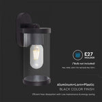 V-TAC Facade lampram med 1xE27 LED-lampa (glödlampa ingår ej), svart, IP44