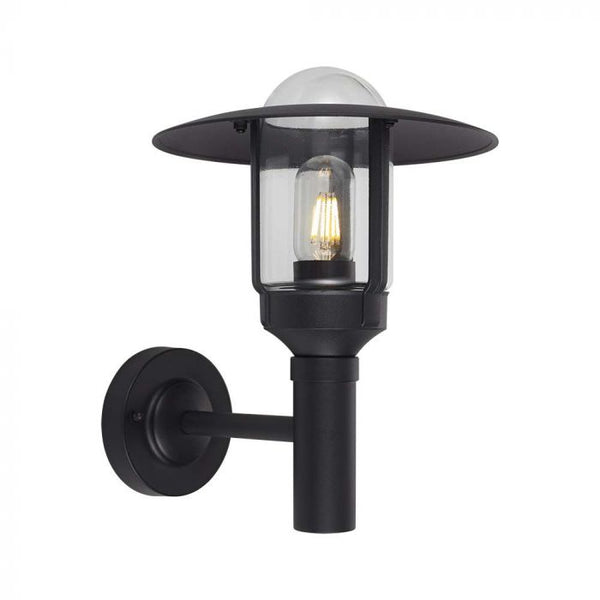 Facade lamp frame for 1xE27 bulb (not included), IP44, black, compatible with sensor, V-TAC