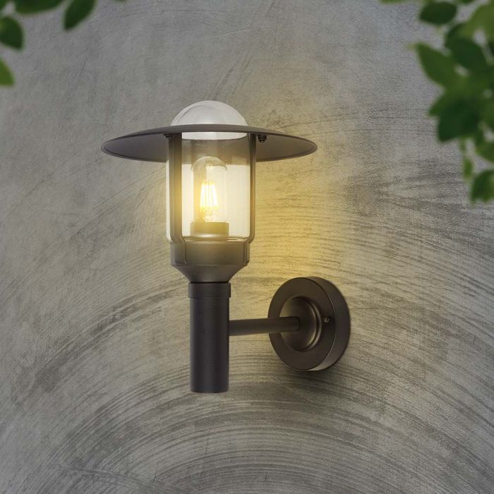 V-TAC Fassaadilambi raam 1xE27 LED-pirniga (pirn ei kuulu komplekti), must, anduriga ühilduv, IP44