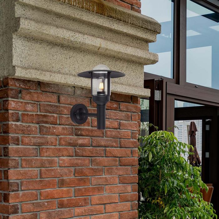 V-TAC Fassaadilambi raam 1xE27 LED-pirniga (pirn ei kuulu komplekti), must, anduriga ühilduv, IP44