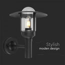 V-TAC Fassaadilambi raam 1xE27 LED-pirniga (pirn ei kuulu komplekti), must, anduriga ühilduv, IP44