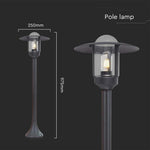 V-TAC Trädgårdslykta/lampram med 1xE27 LED-lampa (glödlampa ingår ej), vertikal, svart, IP44