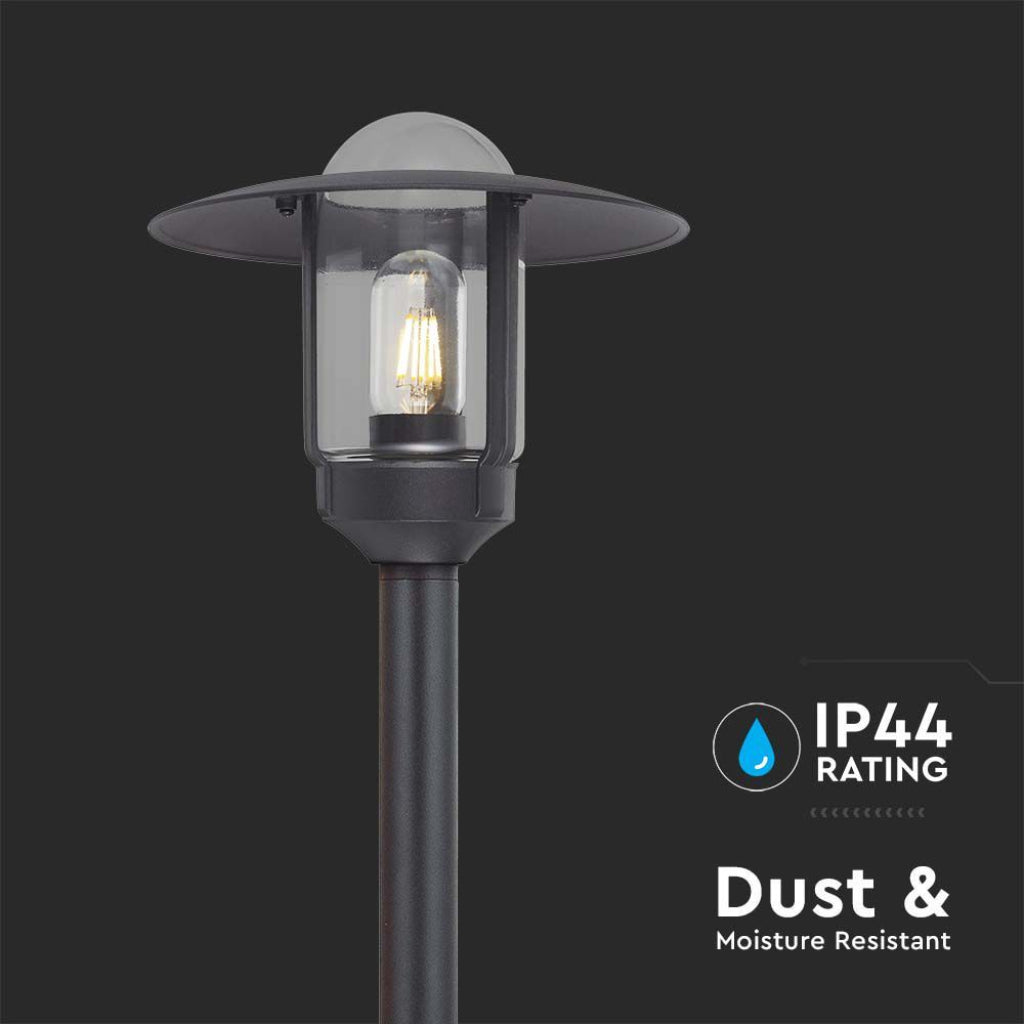 V-TAC Trädgårdslykta/lampram med 1xE27 LED-lampa (glödlampa ingår ej), vertikal, svart, IP44