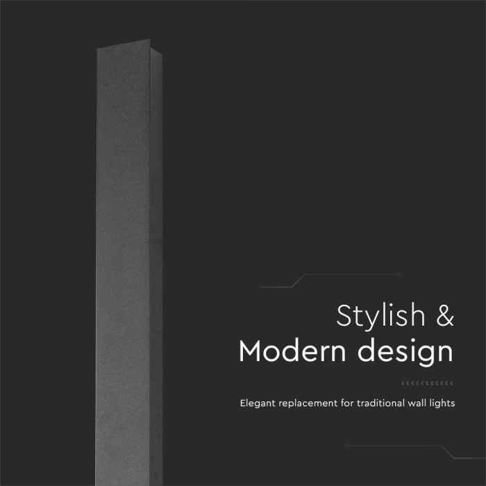 10W(1250Lm) LED linear facade light with built-in LED, V-TC, IP65, 510*60*50mm, black, warm white light 3000K