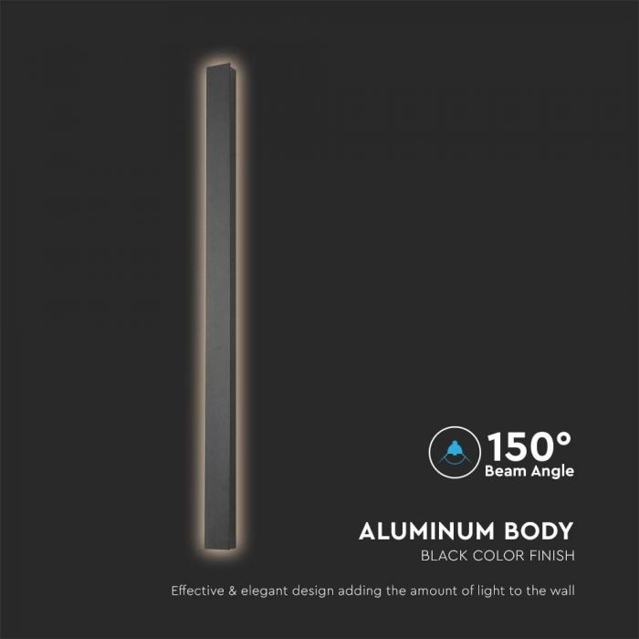 10W(1250Lm) LED lineārs  fasādes gaismeklis ar iebūvētu LED, V-TC, IP65, 510*60*50mm, melns, neitrāli balta gaisma 4000K