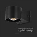 5W(500Lm) LED fasādes gaismeklis ar iebūvētu LED, V-TAC, IP65, melns, neitrāli balta 4000K