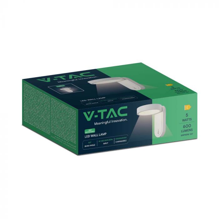 5W(600Lm) LED facade light with built-in LED, V-TAC, IP65, white, 3000+4000K