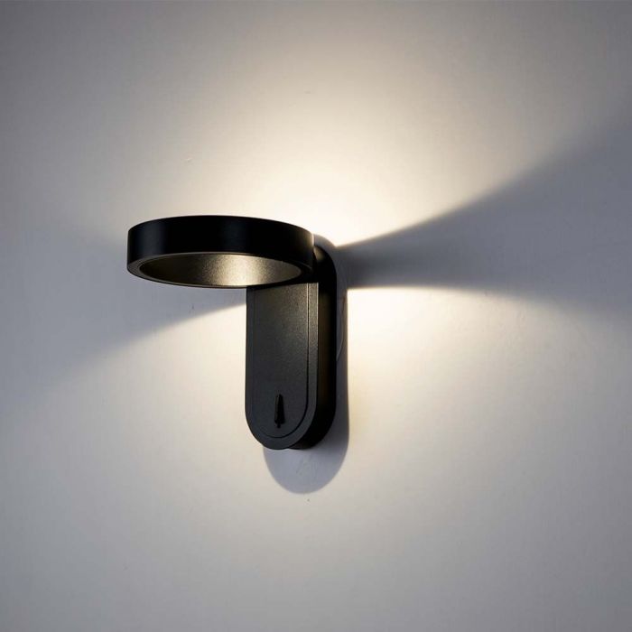 5W(600Lm) LED fasādes gaismeklis ar iebūvētu LED, V-TAC, IP65, melns, 3000+4000K