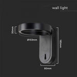 5W(600Lm) LED fasādes gaismeklis ar iebūvētu LED, V-TAC, IP65, melns, 3000+4000K