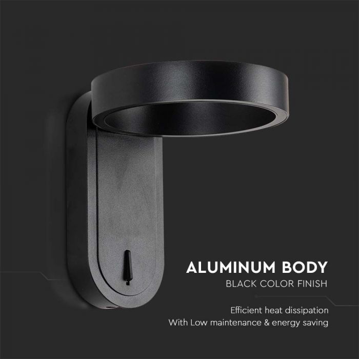 5W(600Lm) LED-frontarmatur med integrerad LED, V-TAC, IP65, svart, 3000+4000K