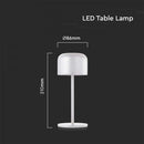 Настольная светодиодная лампа 1.5W(150Lm), V-TAC, IP54, DC:5V, 1A-2A 2000mAh, белый, 2700K+5700K,