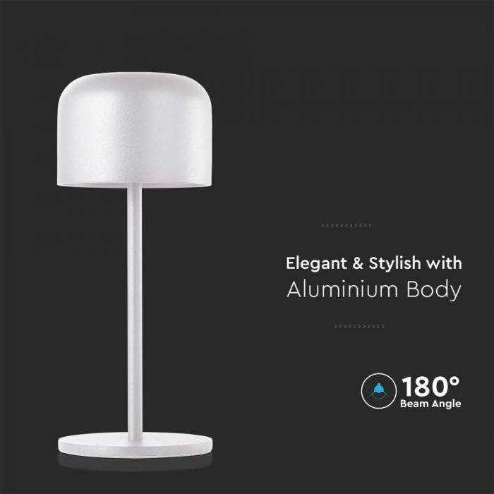 1.5W(150Lm) LED table lamp, V-TAC, IP54, DC:5V, 1A-2A 2000mAh, white, 2700K+5700K,