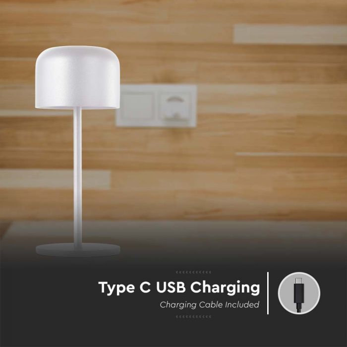 1.5W(150Lm) LED table lamp, V-TAC, IP54, DC:5V, 1A-2A 2000mAh, white, 2700K+5700K,