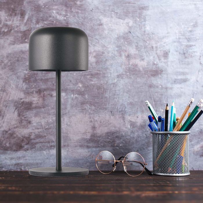 1.5W(150Lm) table lamp with built-in LED, V-TAC, IP54, 2000mAh Lithium battery, DC:5V, 1A-2A,, black, 2700K+5700K,