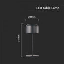 1.5W(150Lm) table lamp with built-in LED, V-TAC, IP54, 2000mAh Lithium battery, DC:5V, 1A-2A,, black, 2700K+5700K,