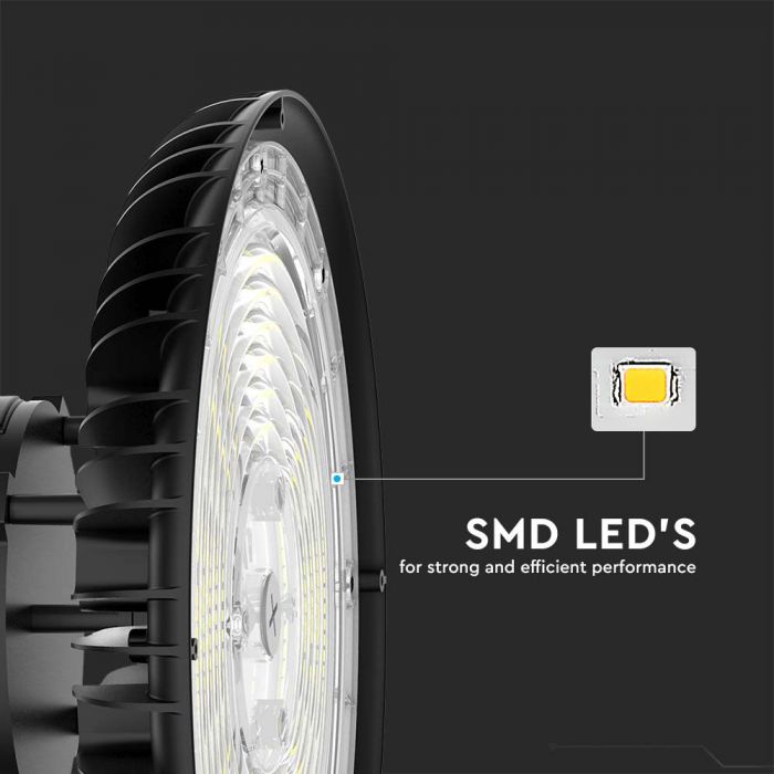 200W(27000Lm) 160Lm)W LED UFO noliktavas gaismeklis 3IN1, IP65, IK08, melns, garantija 5 gadi, D(2021)