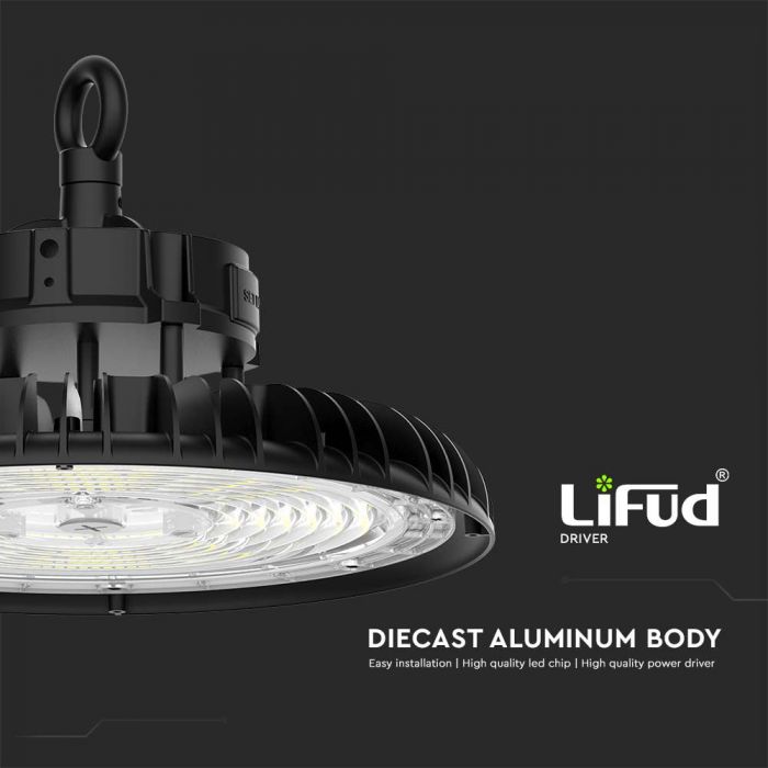 200W(27000Lm) 160Lm)W LED UFO noliktavas gaismeklis 3IN1, IP65, IK08, melns, garantija 5 gadi, D(2021)