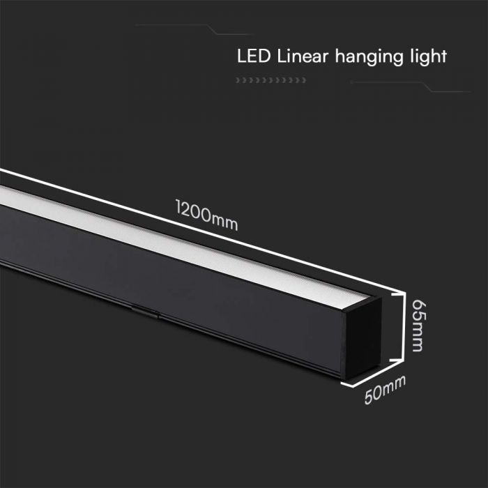 40W(3400Lm) LED V-TAC SAMSUNG linjär armatur, IP20, svart, 3IN1