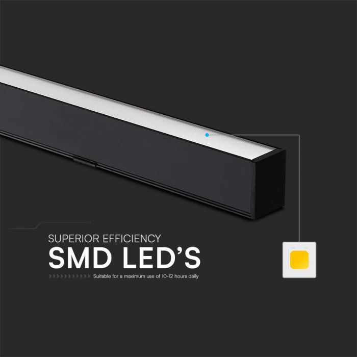 40W(3400Lm) LED V-TAC SAMSUNG linjär armatur, IP20, svart, 3IN1