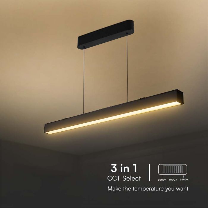 40W(3400Lm) LED V-TAC SAMSUNG linjär armatur, IP20, svart, 3IN1