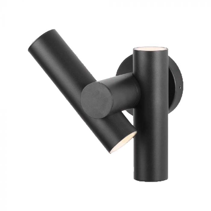 6W(620Lm) LED divvirzienu fasādes/sienas gaismeklis, V-TAC, IP44, melns, silti balta gaisma 3000K