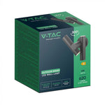 6W(620Lm) LED divvirzienu fasādes/sienas gaismeklis, V-TAC, IP44, melns, neitrāli balta gaisma 4000K