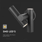 6W(620Lm) LED divvirzienu fasādes/sienas gaismeklis, V-TAC, IP44, melns, neitrāli balta gaisma 4000K