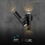 6W(620Lm) LED divvirzienu fasādes/sienas gaismeklis, V-TAC, IP44, melns, neitrāli balta gaisma 4000K