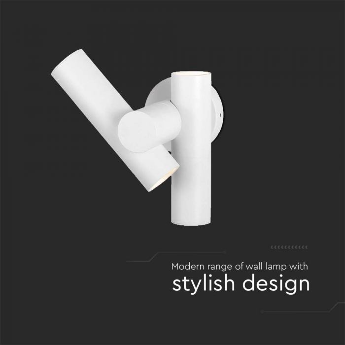 6W(620Lm) LED divvirzienu fasādes/sienas gaismeklis, V-TAC, IP44, balts, silti balta gaisma 3000K