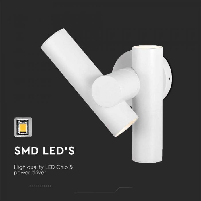 6W(620Lm) LED dubbelriktad fasad/väggarmatur, V-TAC, IP44, vit, neutralvit 4000K