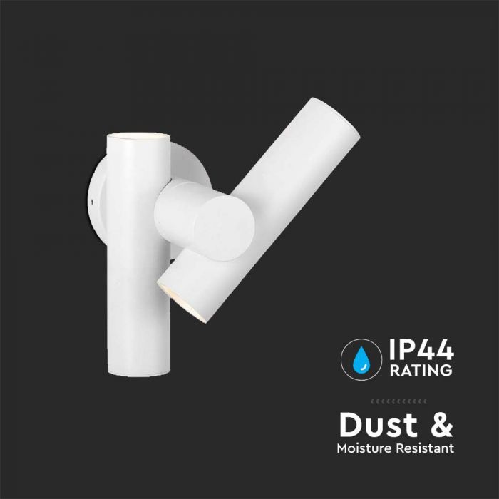 6W(620Lm) LED divvirzienu fasādes/sienas gaismeklis, V-TAC, IP44, balts, silti balta gaisma 3000K