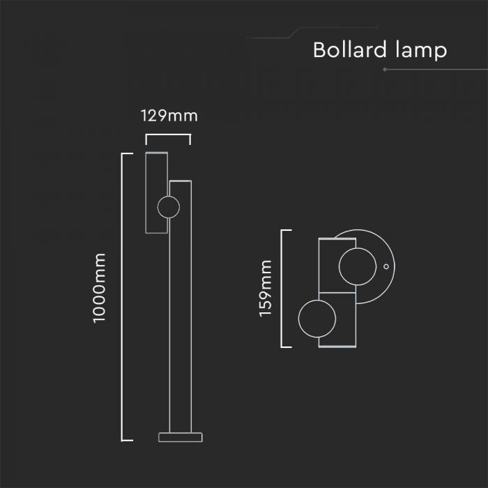 4W(390Lm) LED Utanpåliggande trädgårdslampa, V-TAC, IP44, vit, varmvitt ljus 3000K