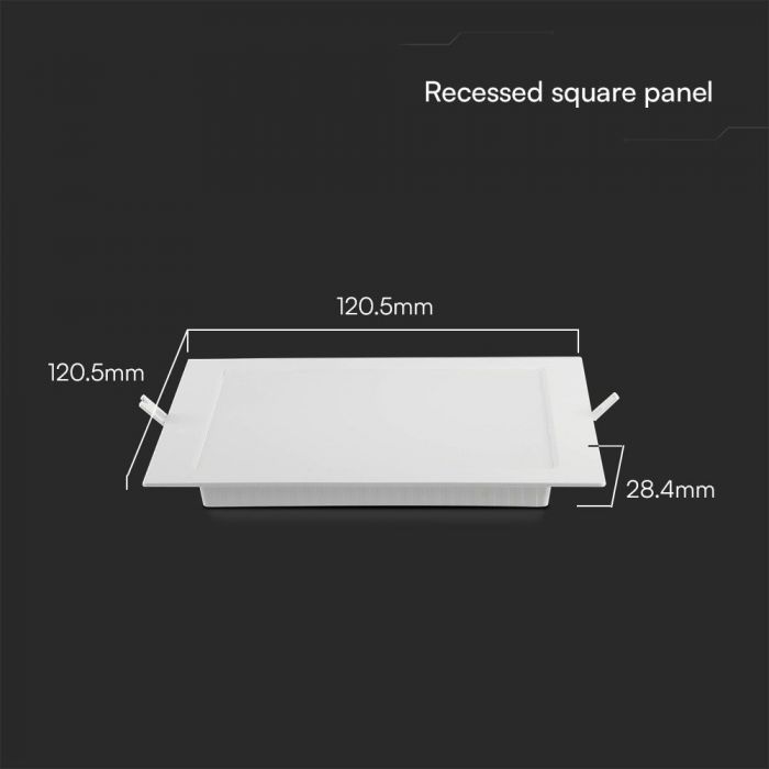 6W(660Lm) LED panel recessed, square, V-TAC SAMSUNG, IP20, 120.5x120.5x28.4mm, neutral white light 4000K SQ