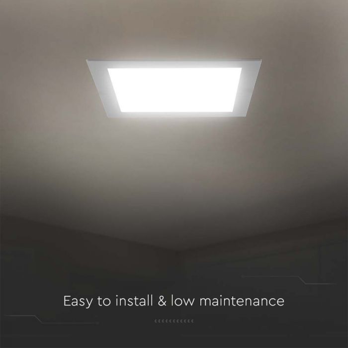 6W(660Lm) LED paneel süvistatav ruut, V-TAC, IP20, valge, 120x120x28,4mm, sisseehitatud suurus 92mm, külmvalge valgus 6500K
