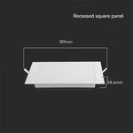 12W(1200Lm) LED paneel süvistatav, kandiline, valge, V-TAC SAMSUNG, IP20, 5 aasta garantii, soe valge valgus 3000K