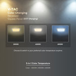 12W(1320Lm) LED CREE panelis iebūv., balts, kvadrāts, 170x170x28,4mm, iebūv. izm 130mm, IP20, V-TAC, 3IN1
