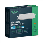 18W(1850Lm) LED panelis iebūvējams, kvadrāta, balts, V-TAC SAMSUNG, IP20, garantija 5 gadi, silti balta gaisma 3000K