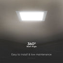 18W(1980Lm) LED панель встраиваемая, квадратная, белая, V-TAC SAMSUNG, IP20, гарантия 5 лет, нейтральный белый свет 4000K