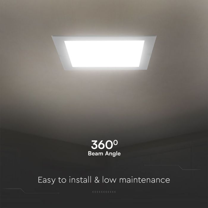 18W(1850Lm) LED panelis iebūvējams, kvadrāta, balts, V-TAC SAMSUNG, IP20, garantija 5 gadi, silti balta gaisma 3000K