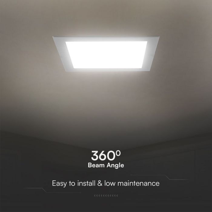 24W(2500Lm) LED panelis iebūvējams, kvadrāta, V-TAC SAMSUNG, IP20,  295x295x28.6mm, silti balta gaisma 3000K SQ