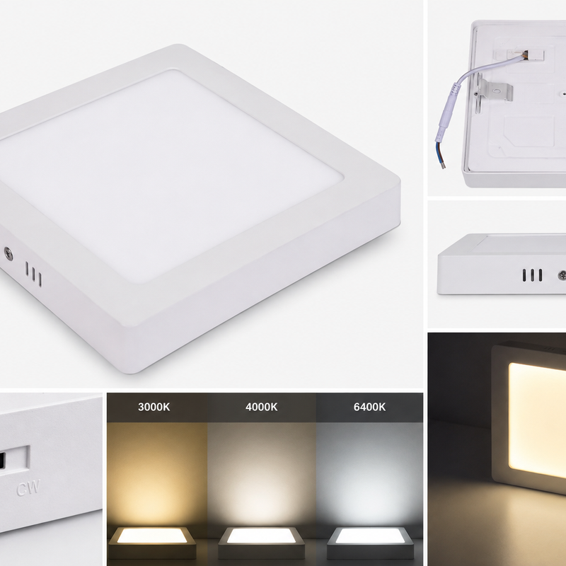 6W(630Lm) LED kvadrātveida virsapmetuma panelis, V-TAC VT-60006CCT, CREE SMD, 105Lm/W, IP20, balts, 120,8x120,8x30,7mm, 120°, 6 gadu garantija, 3in1 gaisma 3000K/4000K/6500K