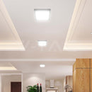6W(630Lm) LED kvadrātveida virsapmetuma panelis, V-TAC VT-60006CCT, CREE SMD, 105Lm/W, IP20, balts, 120,8x120,8x30,7mm, 120°, 6 gadu garantija, 3in1 gaisma 3000K/4000K/6500K