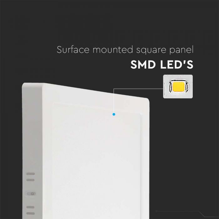 SALE_12W(1200Lm) LED панель поверхностного монтажа, V-TAC, IP20, квадрат, белый, теплый белый свет 3000K SQ